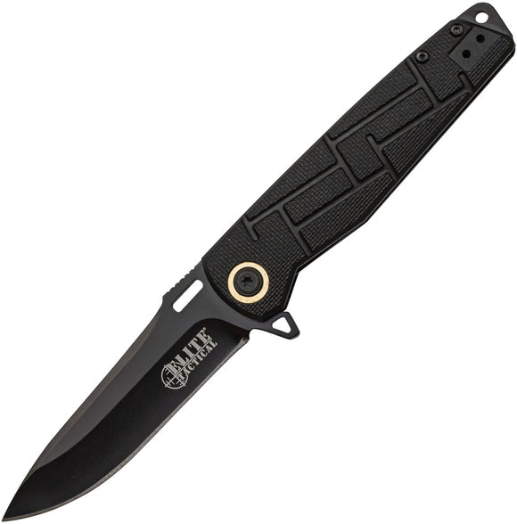 Elite Tactical Pocket Knife Linerlock Black Folding 8Cr13 Stainless Blade A001BK