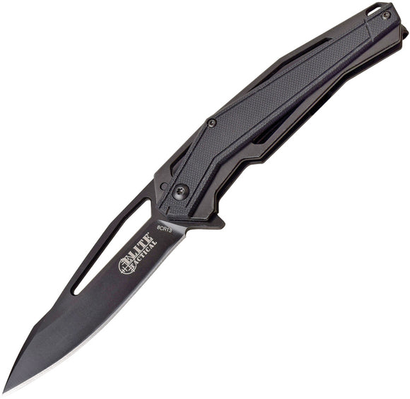 Elite Tactical Linerlock Black G10 Handle 8Cr13MoV Folding Knife FDR003BK