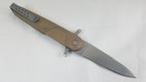 Extrema Ratio BD2 Linerlock Lucky Desert Tan Stiletto Folding knife 0228dw