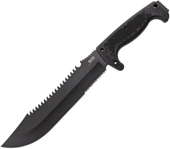 SOG Jungle Primitive Fixed Sawback Bowie Serrated Blade Handle Knife