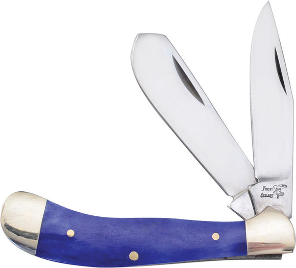 Frost Cutlery Little Saddlehorn Blue Bone Folding Stainless Knife 14096BLSB