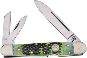 Frost Cutlery Lockback Whittler Green Bone Folding Steel Pocket Knife 14205AGB