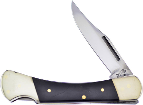 Frost Cougar Lockback Buffalo Horn Black Handle Stainless Folding Knife 14260CBH