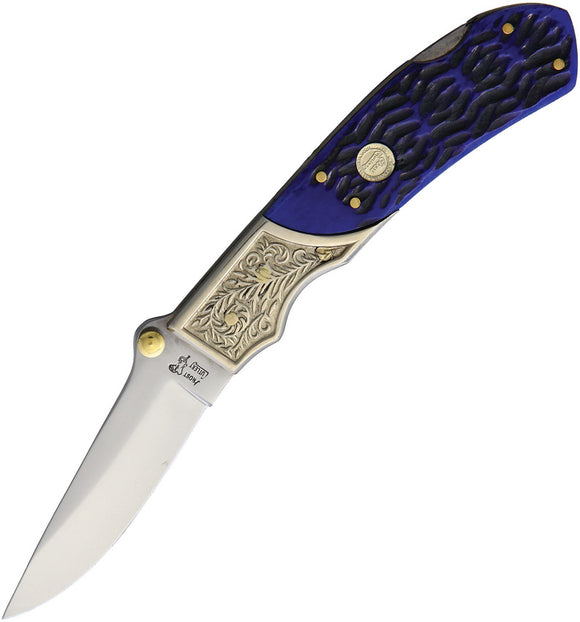 Frost Cutlery Jaguar Lockback Blue Bone Folding Stainless Pocket Knife 14311BLPB