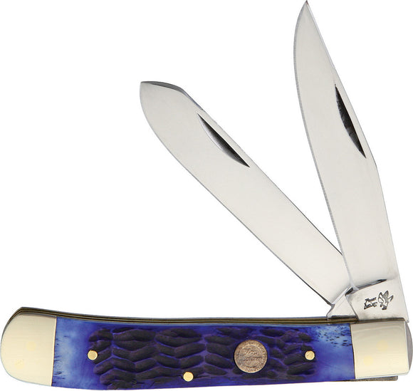 Frost Cutlery Big Game Trapper Blue Pick Bone Folding Stainless Knife 14312BLPB