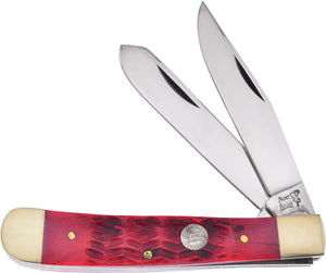 Frost Cutlery Big Game Trapper Dark Red Bone Folding Stainless Knife 14312DRPB