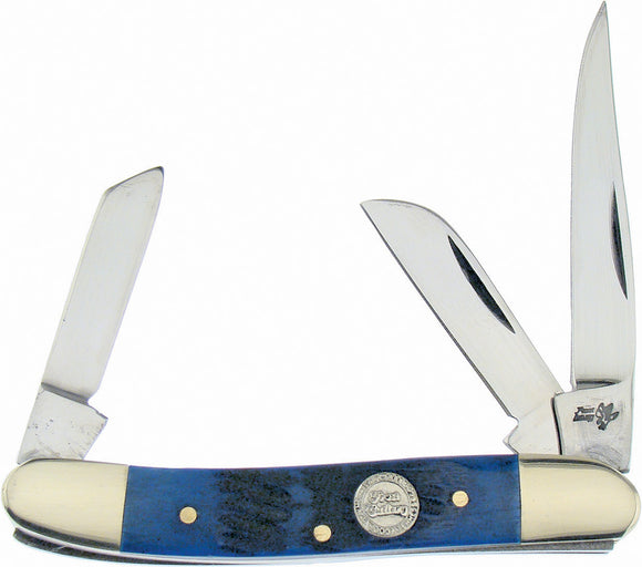 Frost Cutlery Range Rider Blue Bone Handle Clip Point Stainless Knife 14910BLJB