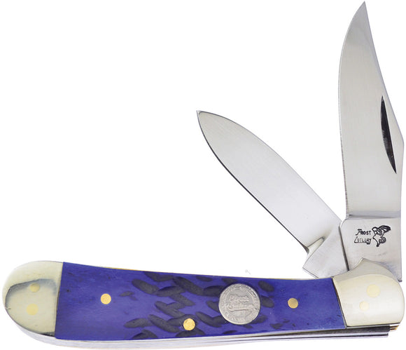 Frost Cutlery Blue Pick Bone Copperhead Stainless Folding Pocket Knife 14950BLPB