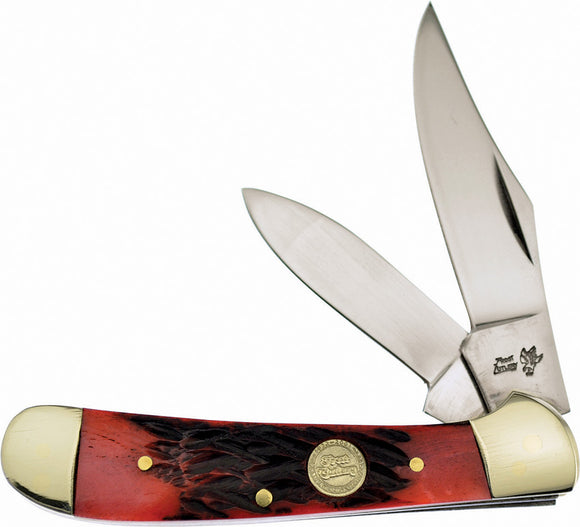 Frost Copperhead Red Pick Bone Handle Mirror Stainless Folding Knife 14950RPB