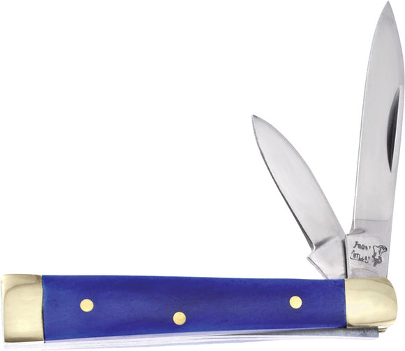 Frost Cutlery Baby Doc Blue Bone Handle Spear Point Stainless Knife 14974BLSB