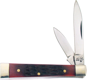 Frost Cutlery Baby Doc Red Bone Handle Spear Point Stainless Knife 14974DRJB