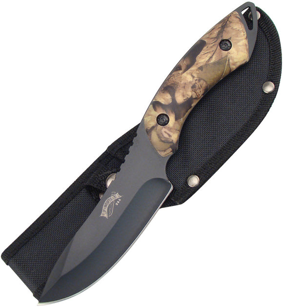 Frost Cutlery The Whistler Fixed Blade Knife Camo Stainless w/ Sheath 16920CAB