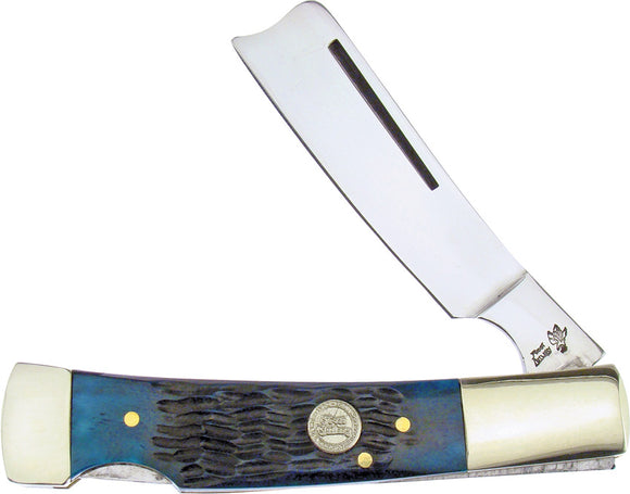 Frost Cutlery Razor Lockback Blue Bone Folding Stainless Pocket Knife 17150BLJB
