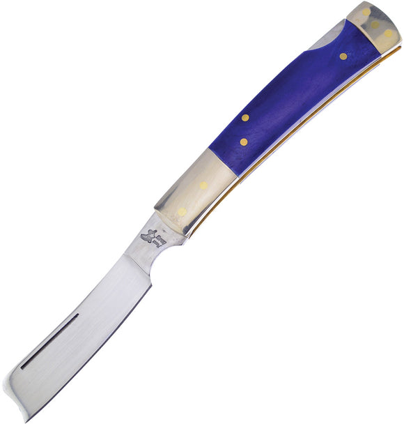 Frost Cutlery Razor Lockback Blue Bone Folding Stainless Pocket Knife 17150BLSB