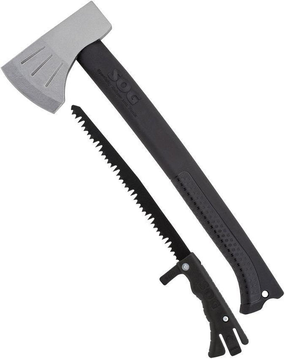 SOG BadAxe BackCountry Fixed Head Blade Black Handle Ax w/ Compact Saw