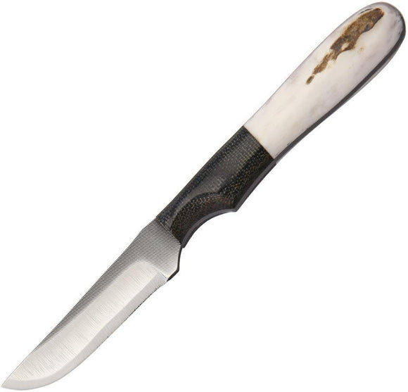 Anza Elk Stag Handle & Black MIcarta Handle Fixed Skinner Knife w/ Sheath