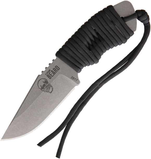 Flagrant Beard Forerunner Black Paracord Fixed Blade Knife + Sheath 02b