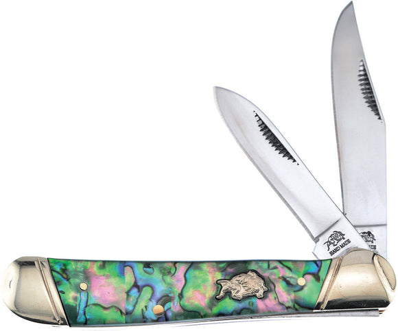 Frost Cutlrey Abalone Handle Clip Point Stainless Steel Folding Knife BDG027AB