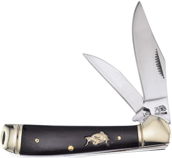 Frost Cutlrey Copperhead Buffalo Horn Handle Clip Point Stainless Knife BDG104BH