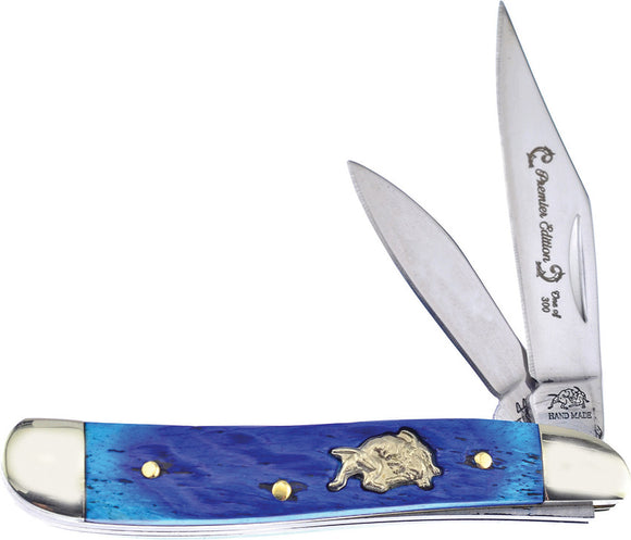 Frost Cutlrey Peanut Blue Bone Handle Clip Point Stainless Knife BDG107DBJB