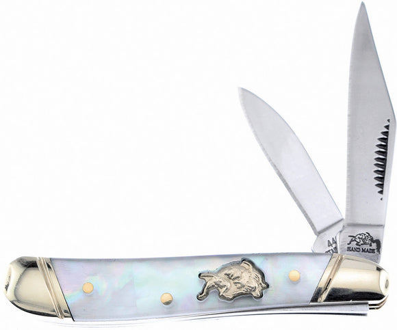 Frost Cutlery Peanut Mother Of Pearl Folding Stainless Pocket Knife DG107MOP