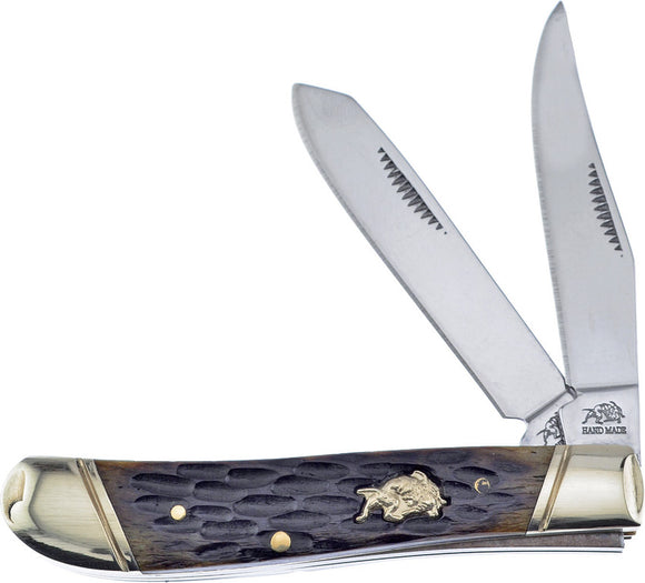 Frost Cutlrey Trapper Blue Bone Handle Clip Point Stainless Knife BDG126AGB