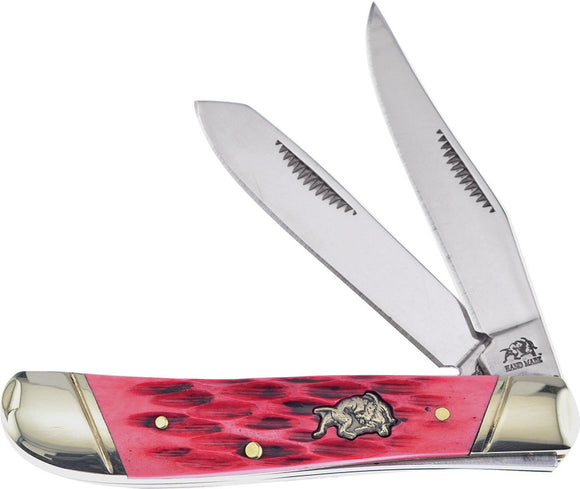 Frost Cutlrey Trapper Red Bone Handle Clip Point Stainless Knife BDG126DRJB