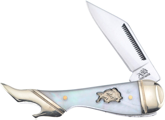Frost Cutlery Leg Knife Mother Of Pearl Folding Clip Point Pocket Knife DG183MOP