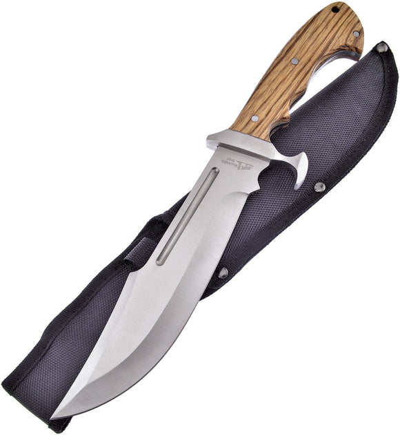 Frost Cutlery Bowie Zebrawood Black Hills Steel Fixed Knife with Sheath BKH013WW