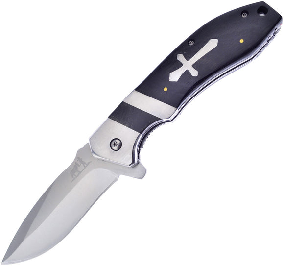 Frost Cutlery Pocket Knife Linerlock Black Pakkawood Folding Stainless KH014BPW