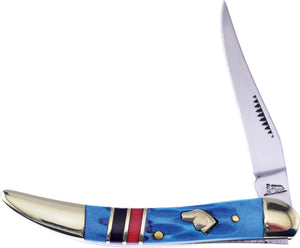 Frost Cutlery Pocket Knife Toothpick Blue Jigged Bone Folding Stainless H109BLRB