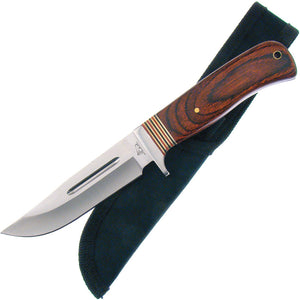 Frost Cutlery Black Hills Bush Master Wood Stainless Fixed Blade Knife BKH202PW