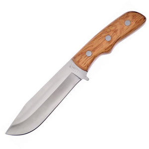 Frost Cutlery 9" Stainless Fixed Blade Olive Wood Handle Knife w/ Sheath
