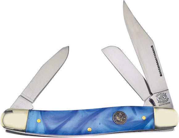 Frost Cutlery Large Stockman Blue Resin Folding Stainless Pocket Knife R066BBY