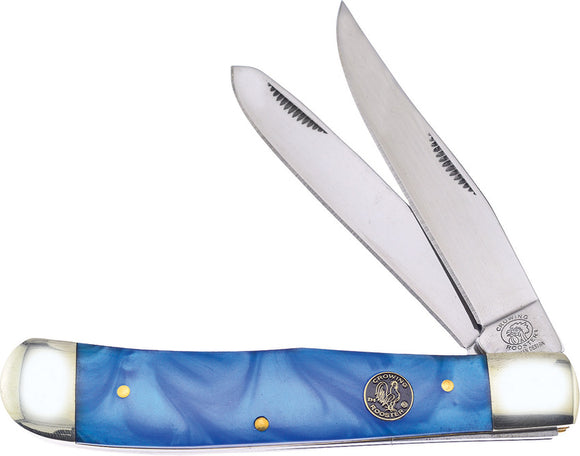 Frost Cutlery Trapper Blue Resin Handle Clip Point Stainless Knife CR108BBY