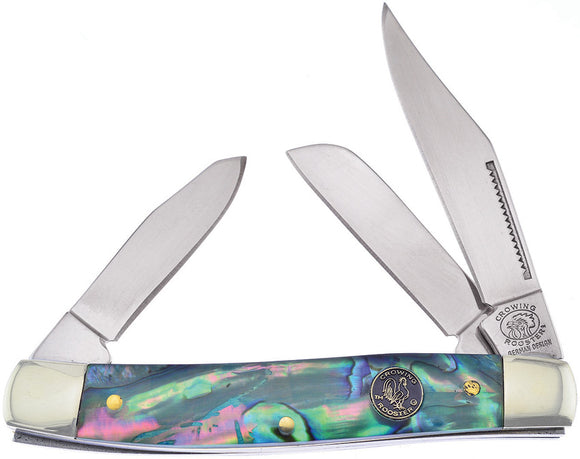 Frost Cutlery Stockman Abalone Handle Clip Point Stainless Knife CR504SAB