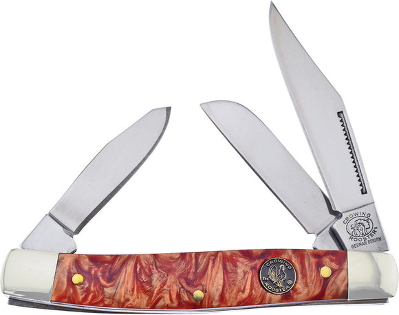 Frost Cutlery Stockman Red Resin Handle Clip Point Stainless Knife CR504WR