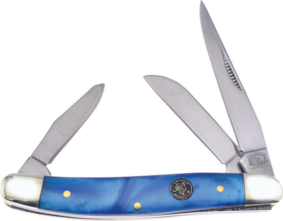 Frost Cutlery Stockman Blue Bayou Resin Folding Stainless Pocket Knife CR509BBY