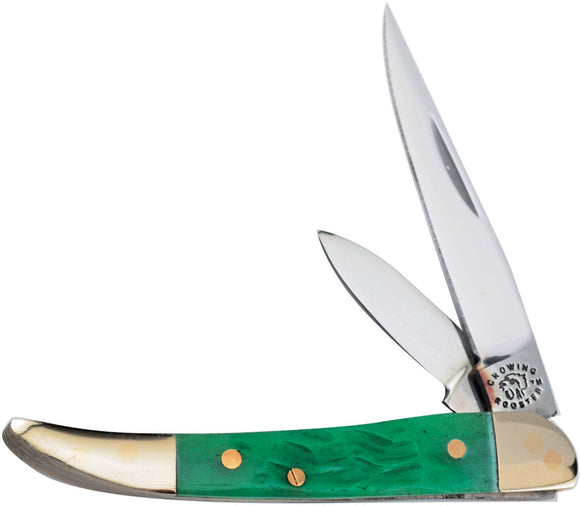 Frost Cutlery Toothpick Green Bone Handle Clip Point Stainless Knife CR973DGPB