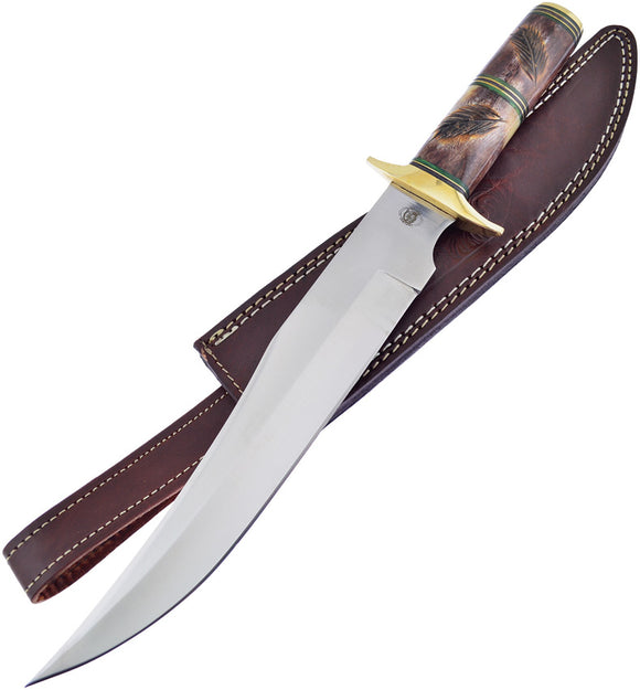 Frost Cutlery Tecumseh Brown Fixed Blade Bowie Knife w/ Sheath W3600INBR