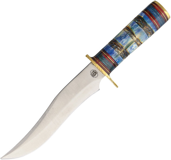 Frost Cutlery Hunter Blue Bone Stainless Drop Point Fixed Blade Knife CW3984BLB