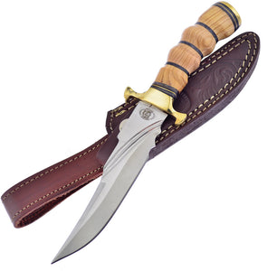 Frost Cutlery 10" Stainless Fixed Olive Wood Handle Chipaway Knife with Sheath CW6082OW