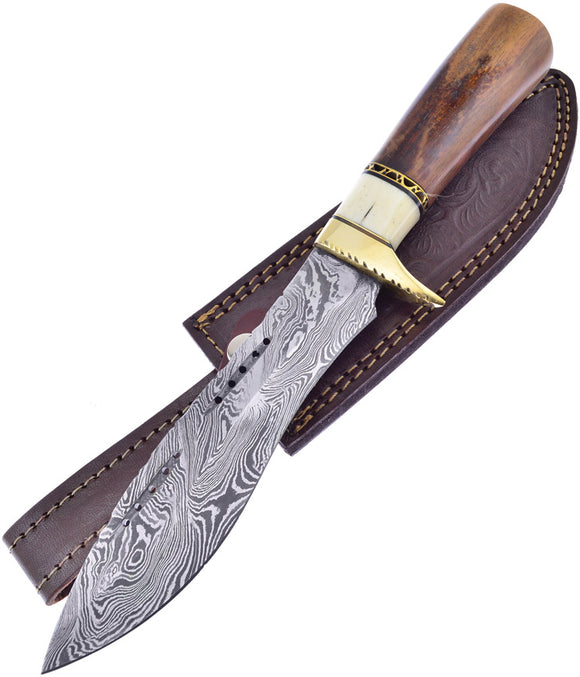 Frost Cutlery Willow Dream Bowie Brown Wood Stainless Fixed Blade Knife w/ Belt Sheath W612WD