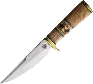 Frost Cutlery Sparrow Olive Wood Stainless Steel Fixed Blade Knife w/ Belt Sheath W887OW10