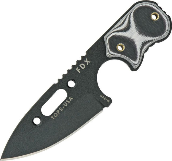 TOPS Field Duty Extreme One Piece Fixed Blade Black & White Handle Knife