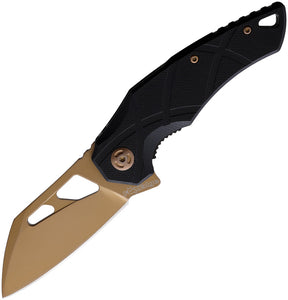 Fox Edge Atrax Pocket Knife Linerlock Black G10 Folding Bronze 8Cr13 Blade 011