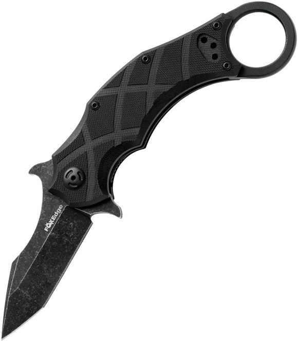 Fox Edge The Claw Pocket Knife Linerlock Black G10 Folding 8Cr13MoV Tanto 014
