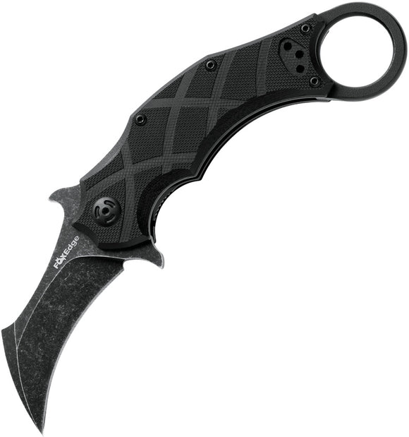 Fox Edge The Claw Pocket Knife Linerlock Black G10 Folding 8Cr13MoV Hawkbill 016