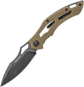 Fox Edge Sparrow Linerlock Tan G10 Handle StoneWash Stainless Folding Pocket Knife 033