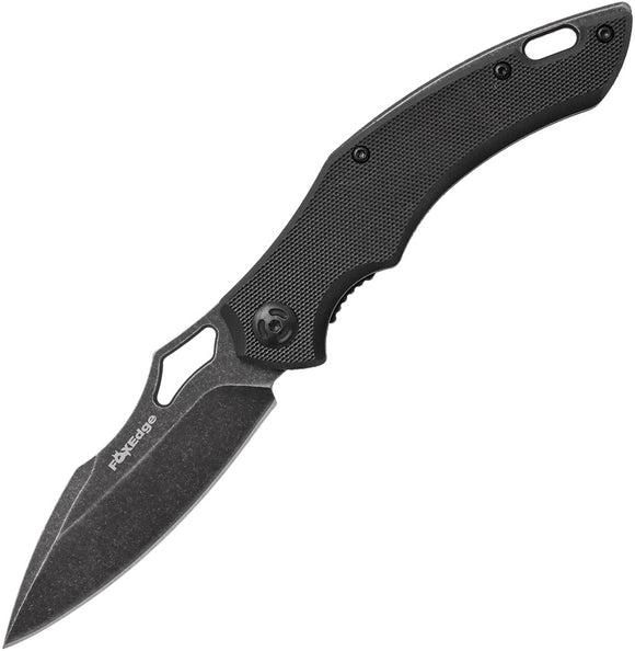 Fox Edge Sparrow Linerlock Black G10 Handle StoneWash Stainless Folding Pocket Knife 034